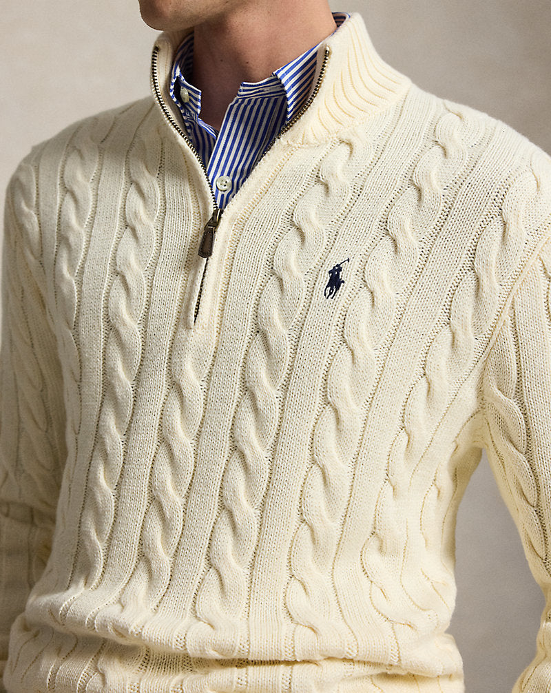 Maglia in cotone a trecce con cerniera — Panna Andover