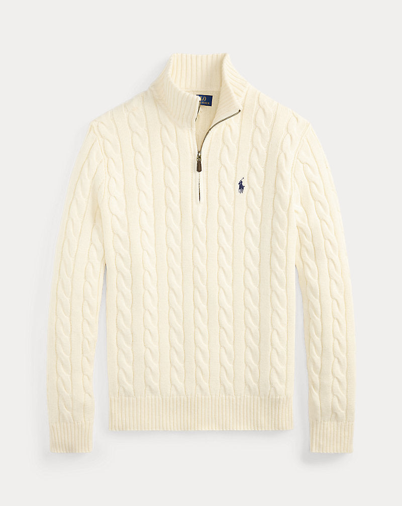 Maglia in cotone a trecce con cerniera — Panna Andover