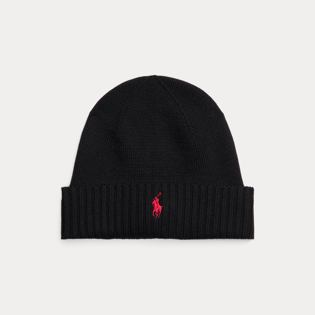 Berretto in lana con pony — Black