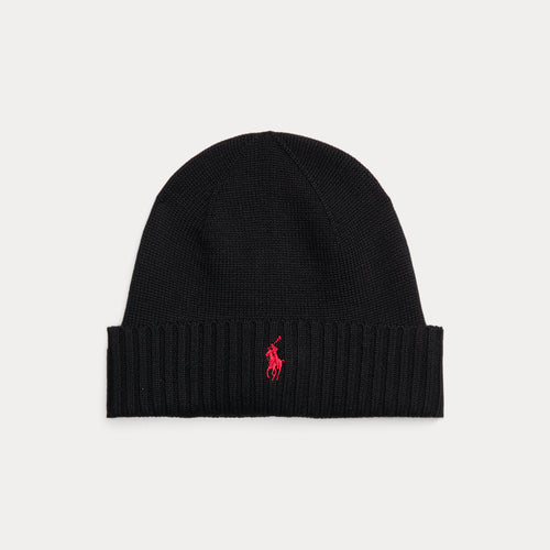 Berretto in lana con pony — Black