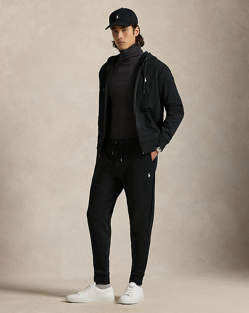 Pantaloni da jogging a maglia doppia — Nero