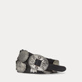 Cintura in pelle con concho in bronzo — Nero