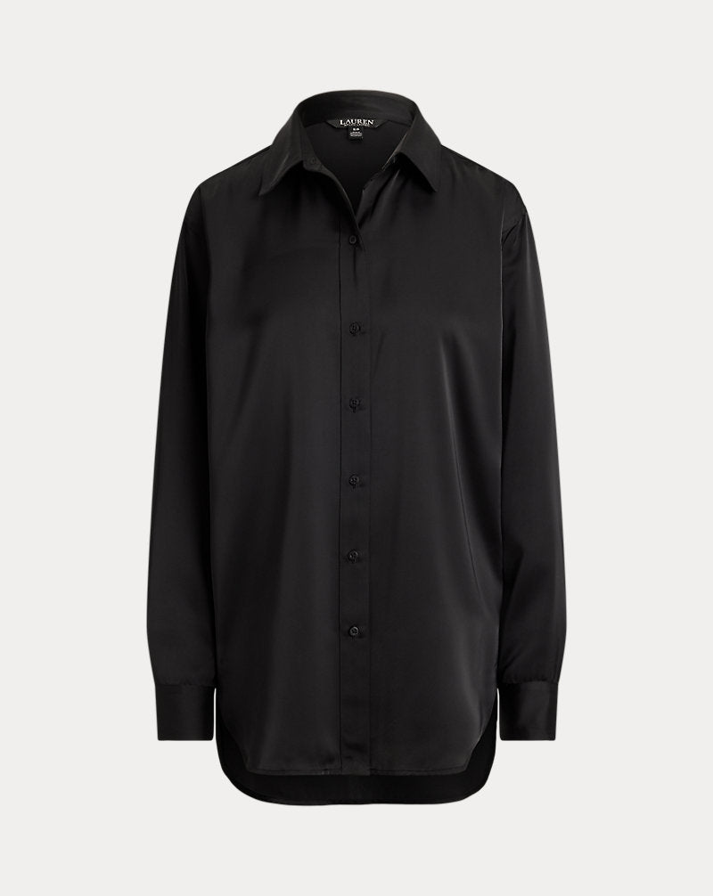 Camicia in charmeuse di raso Relaxed-Fit — Nero