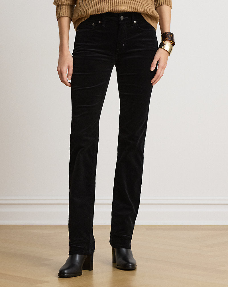 Pantaloni in velluto Slim Straight-Fit — Nero