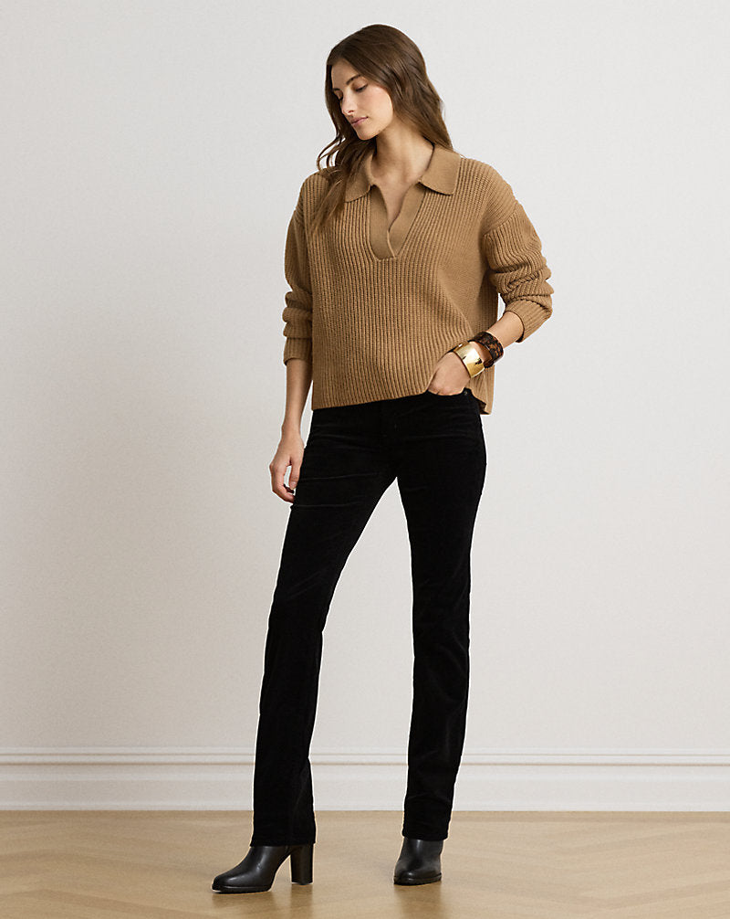 Pantaloni in velluto Slim Straight-Fit — Nero