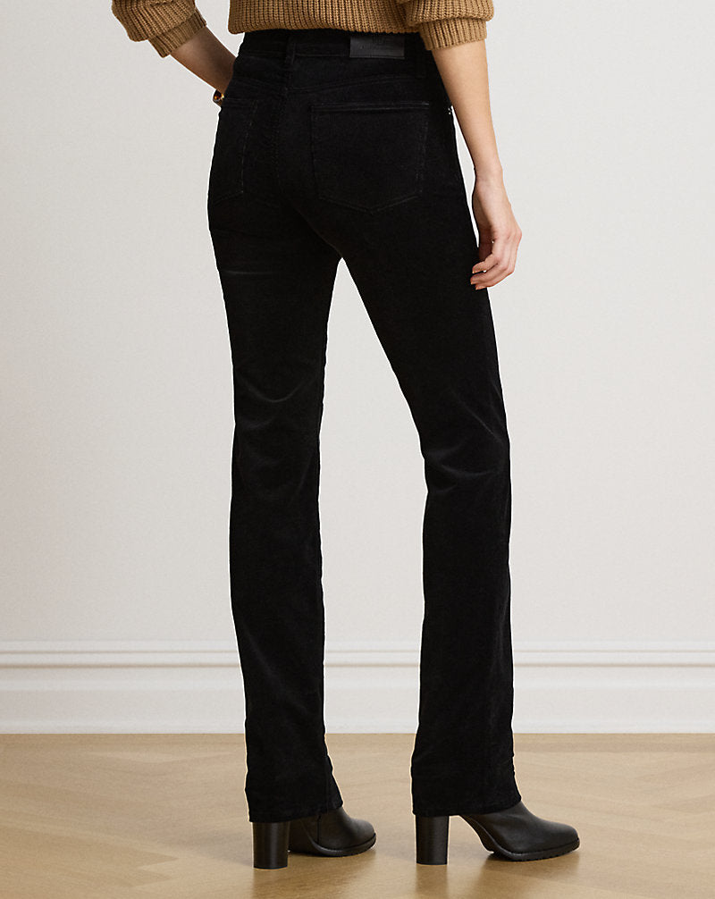 Pantaloni in velluto Slim Straight-Fit — Nero