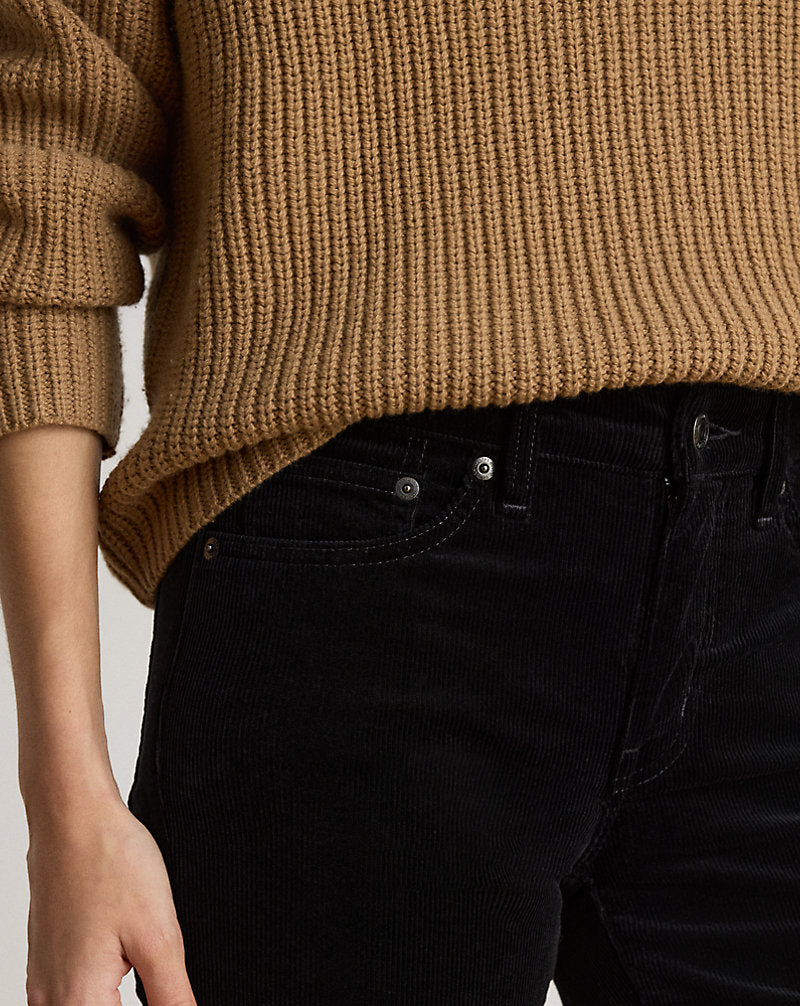 Pantaloni in velluto Slim Straight-Fit — Nero