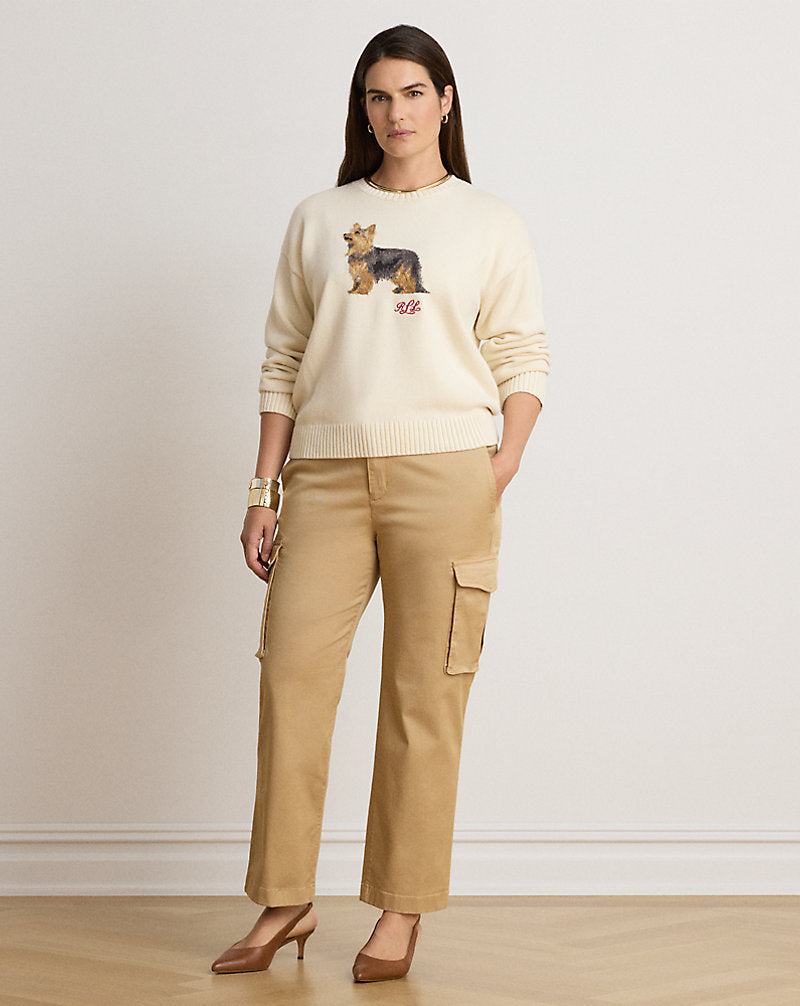Maglia a intarsi con Yorkshire terrier — Crema mascarpone multicolore