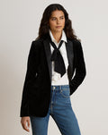 Blazer in velluto stretch e raso — Velluto nero