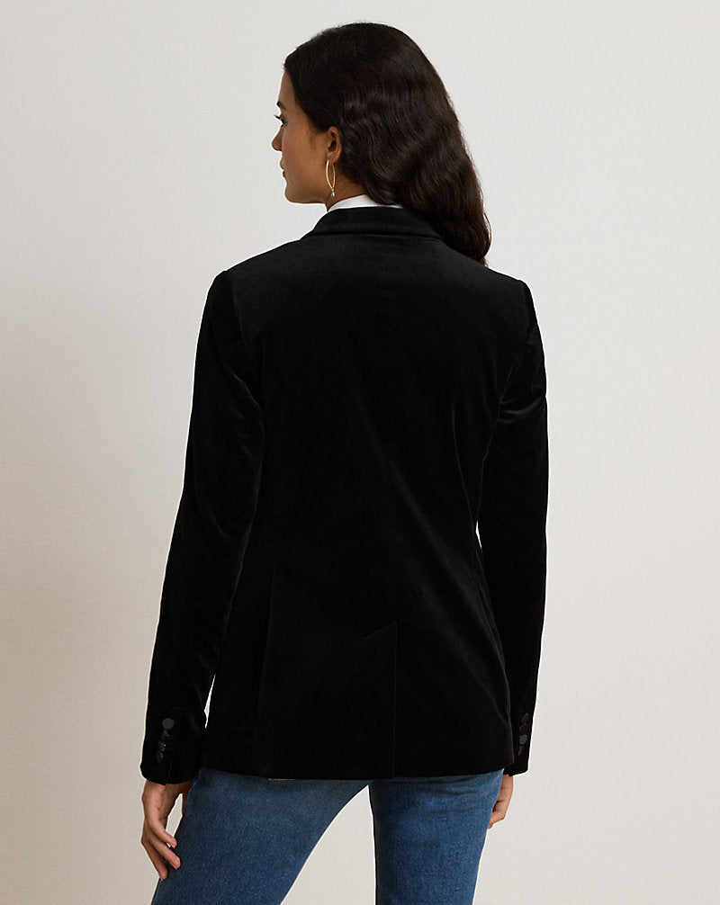 Blazer in velluto stretch e raso — Velluto nero