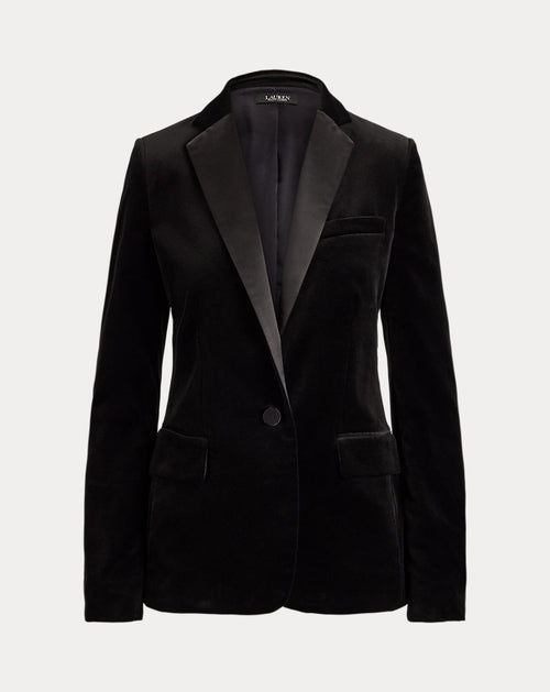 Blazer in velluto stretch e raso — Velluto nero