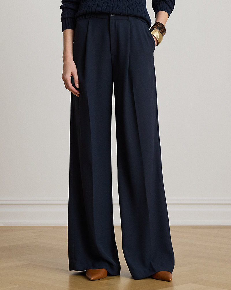 Pantaloni a gamba larga in georgette — Blu navy Lauren