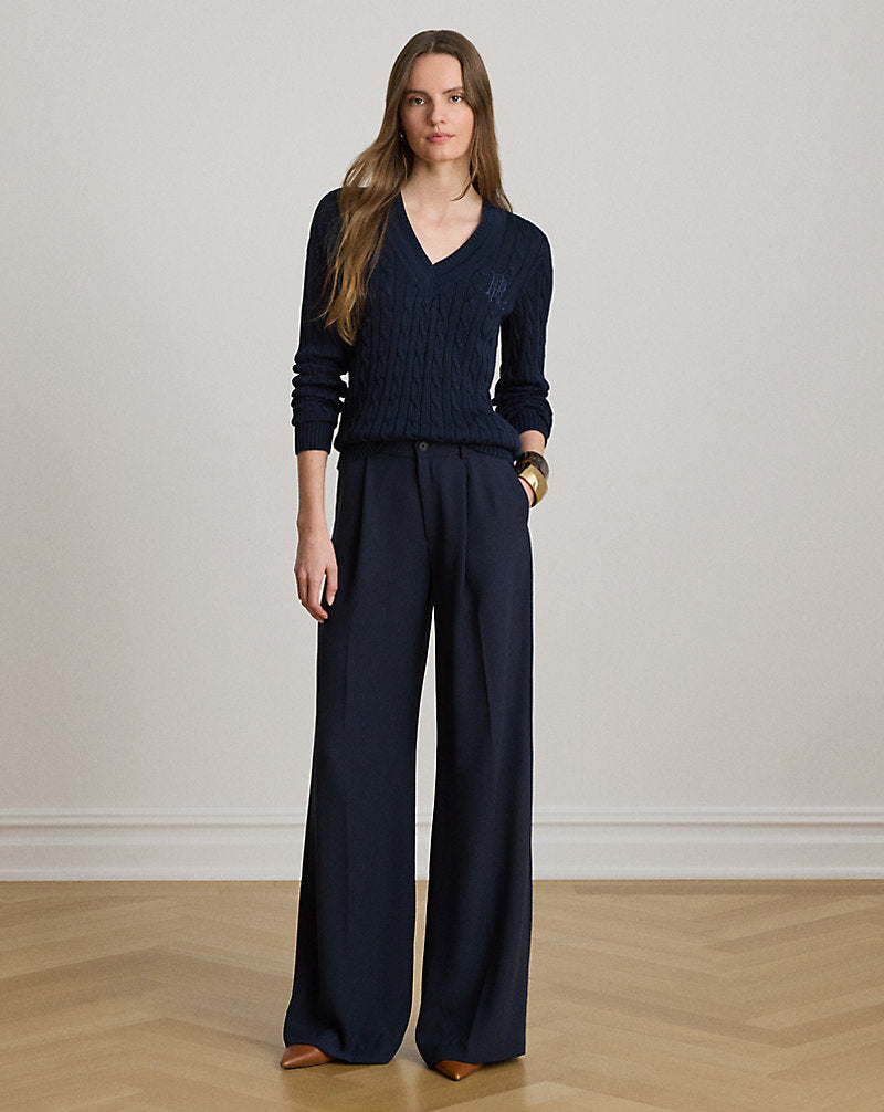 Pantaloni a gamba larga in georgette — Blu navy Lauren