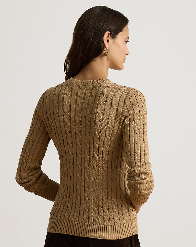 Cardigan a trecce in misto cotone — Cammello Lauren