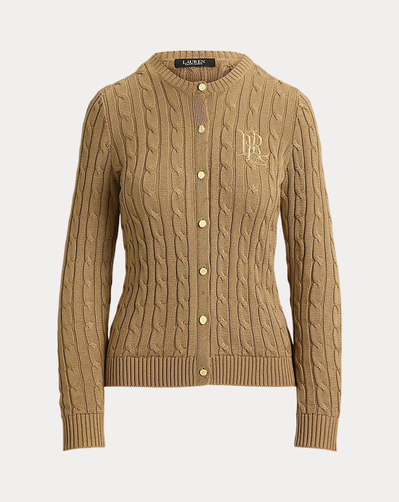 Cardigan a trecce in misto cotone — Cammello Lauren