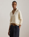 Maglia polo in cotone e modal — Crema mascarpone