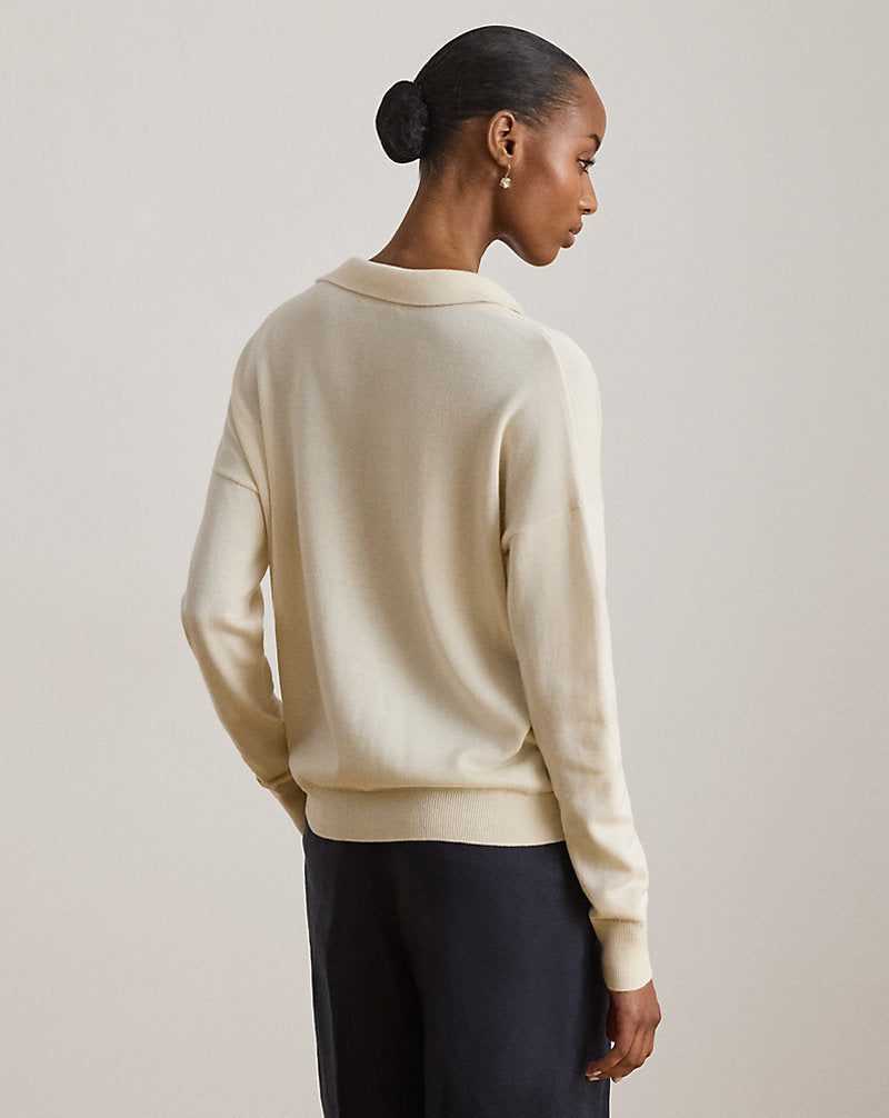 Maglia polo in cotone e modal — Crema mascarpone