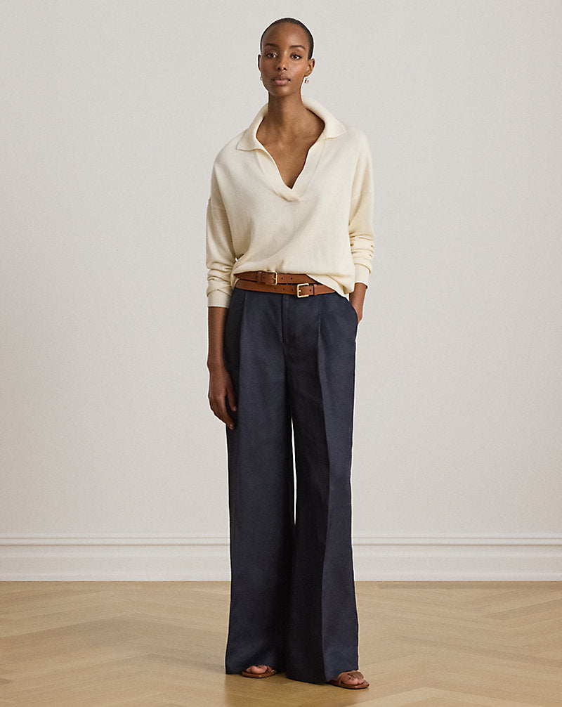 Maglia polo in cotone e modal — Crema mascarpone