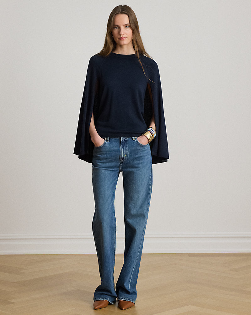 Maglia a girocollo a mantella — Blu navy Lauren
