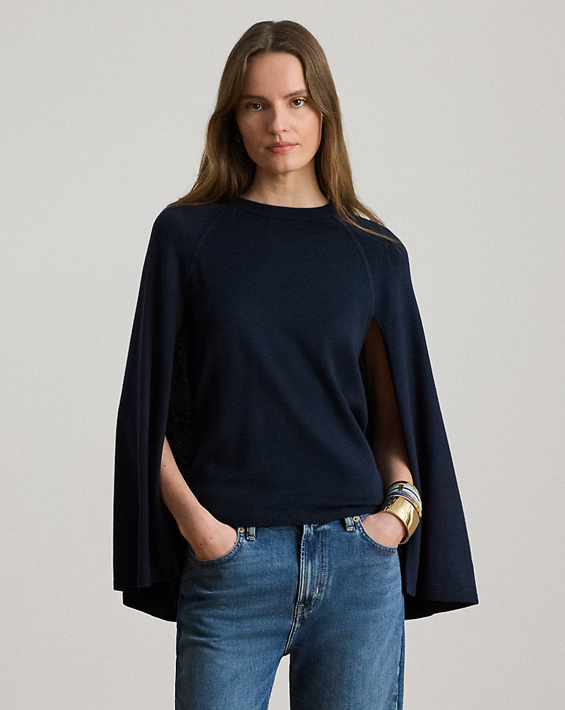Maglia a girocollo a mantella — Blu navy Lauren