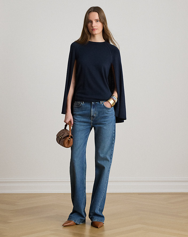 Maglia a girocollo a mantella — Blu navy Lauren