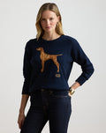 Maglia in cotone con bracco a intarsi — Blu navy Lauren multicol