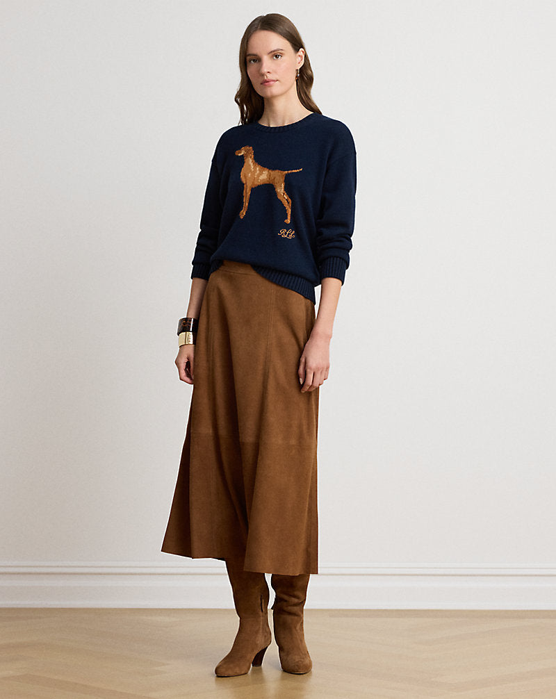 Maglia in cotone con bracco a intarsi — Blu navy Lauren multicol