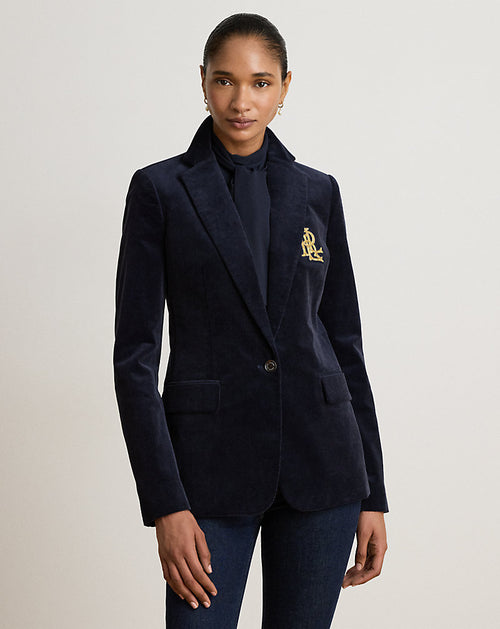 Blazer con ricamo in filo di metallo — Blu navy Lauren