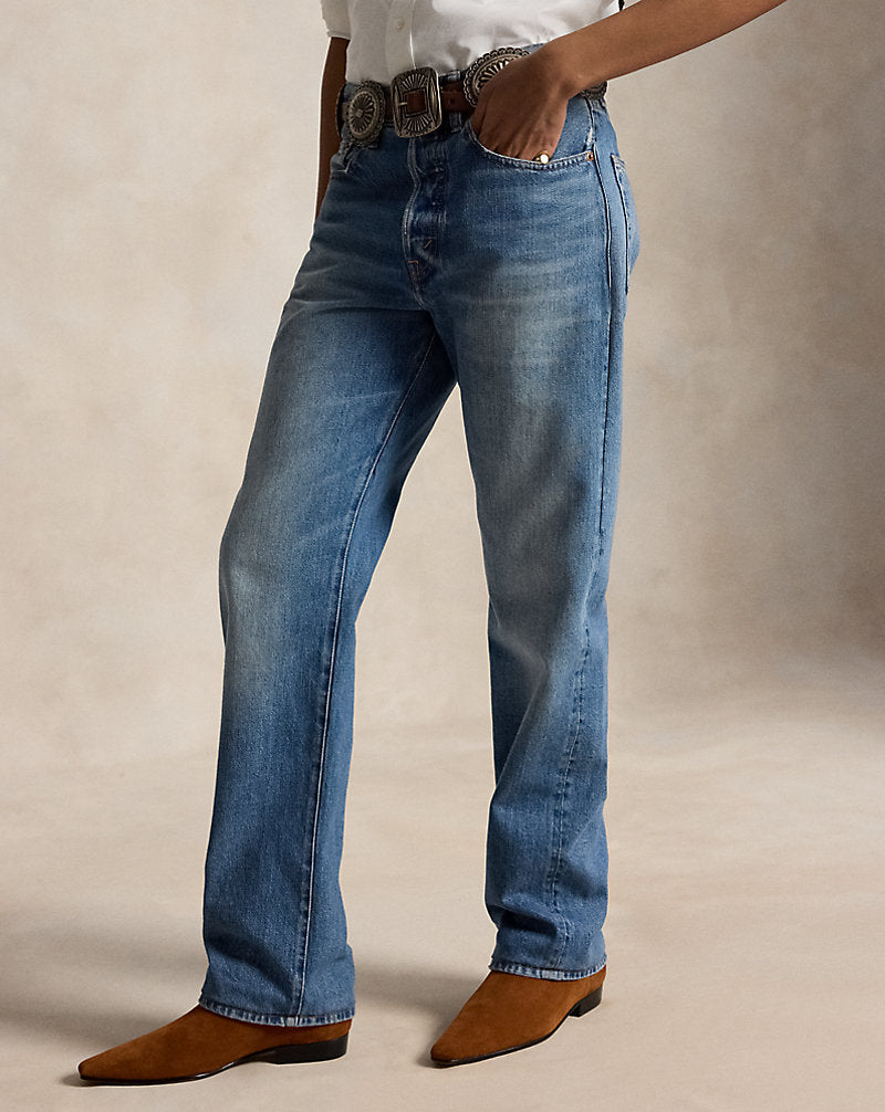 Jeans Relaxed Straight a vita alta — Trattamento Lebec