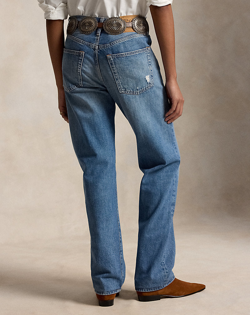 Jeans Relaxed Straight a vita alta — Trattamento Lebec