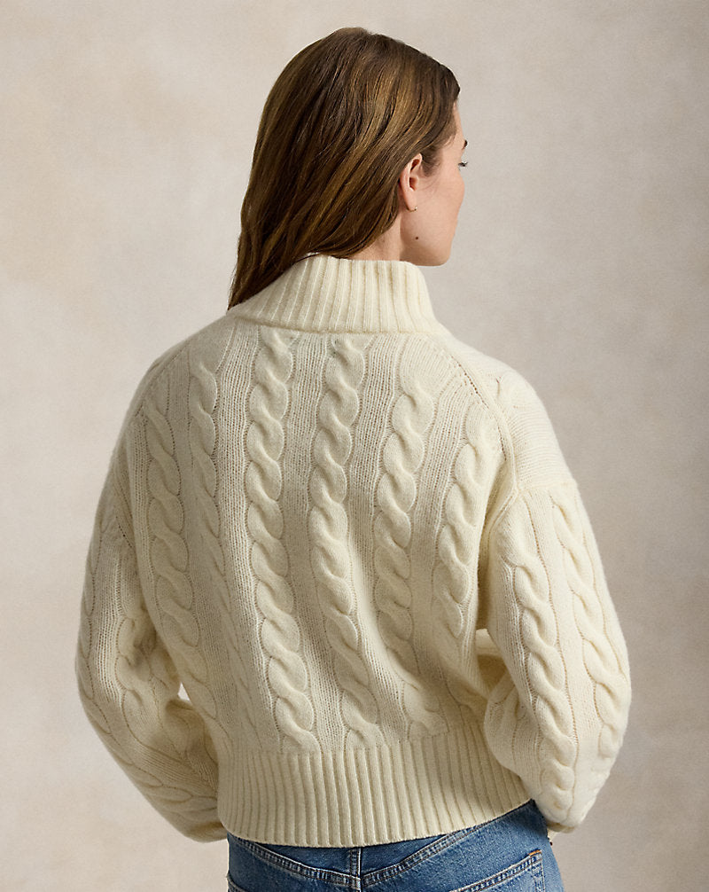 Maglia in lana e cashmere a trecce — Panna