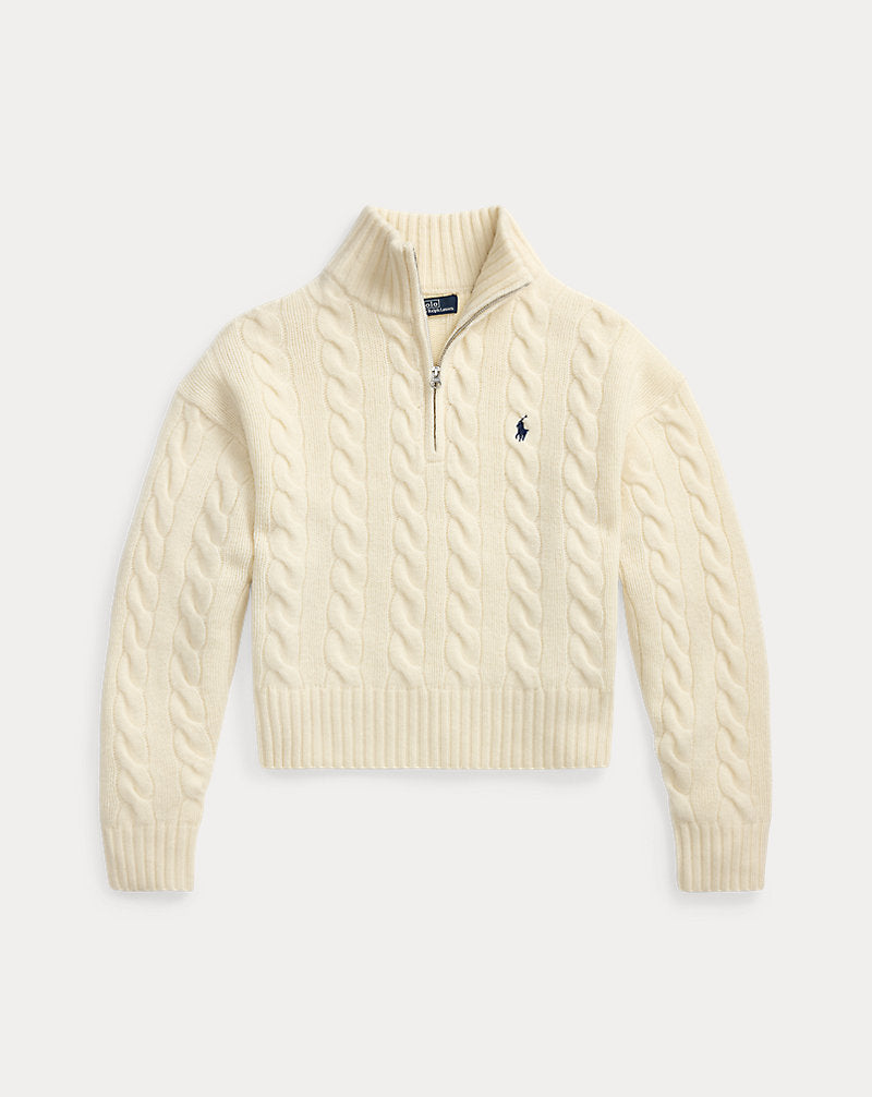 Maglia in lana e cashmere a trecce — Panna