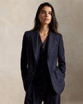Blazer monopetto gessato in lana — Blu navy/Gessato