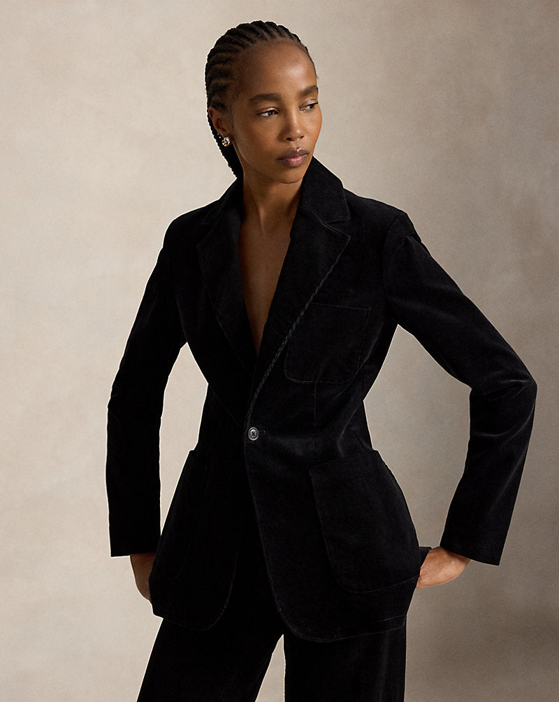 Blazer monopetto in velluto a coste — Nero Polo
