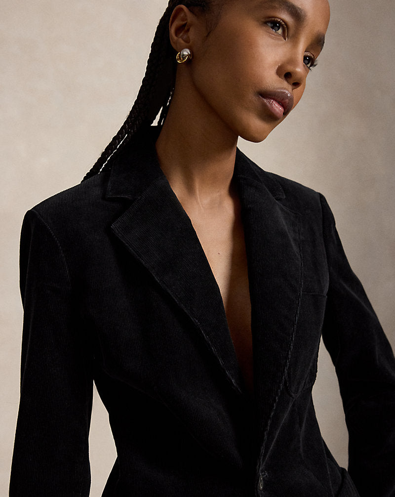 Blazer monopetto in velluto a coste — Nero Polo