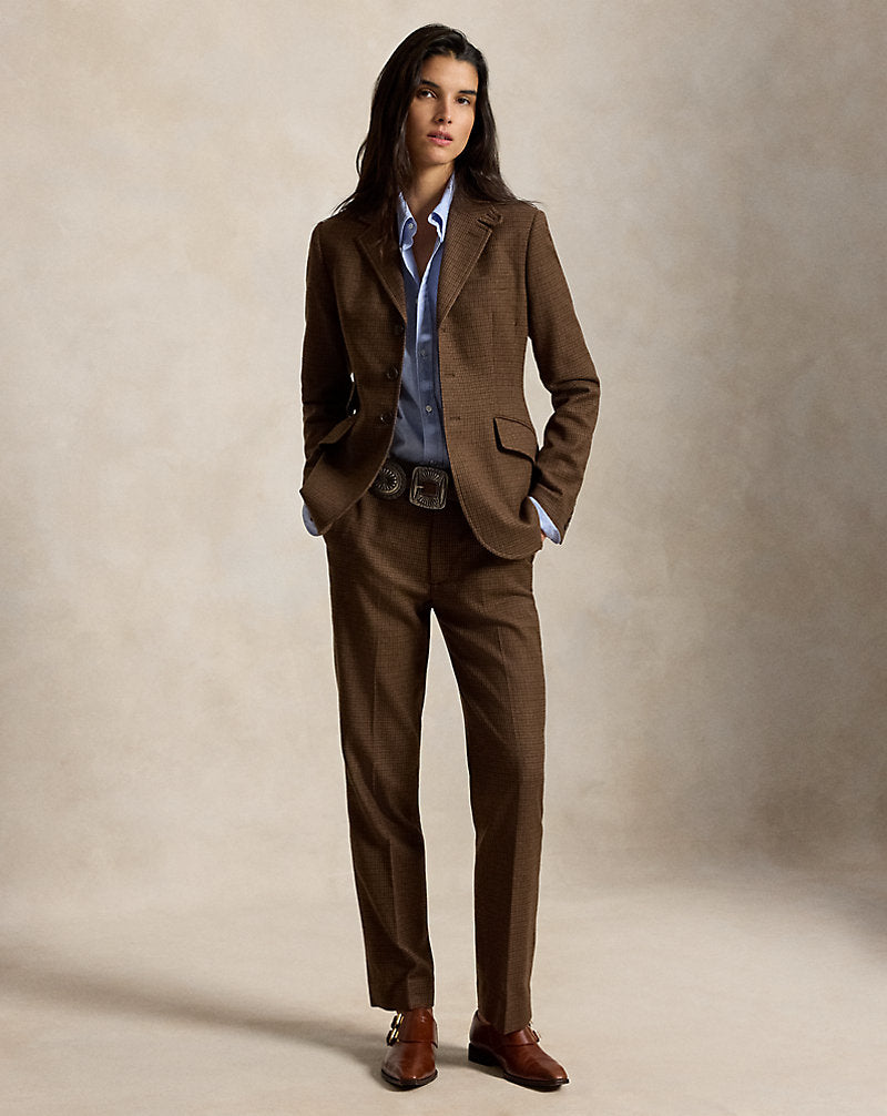 Blazer da equitazione monopetto in tweed — Pied-de-poule multi
