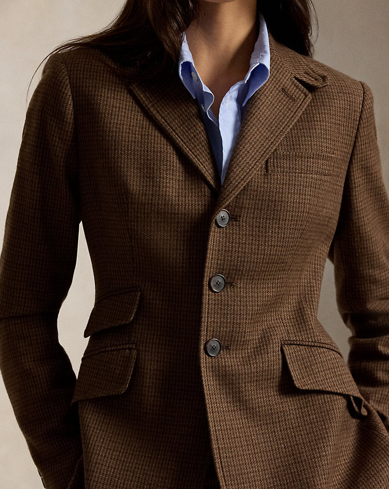 Blazer da equitazione monopetto in tweed — Pied-de-poule multi
