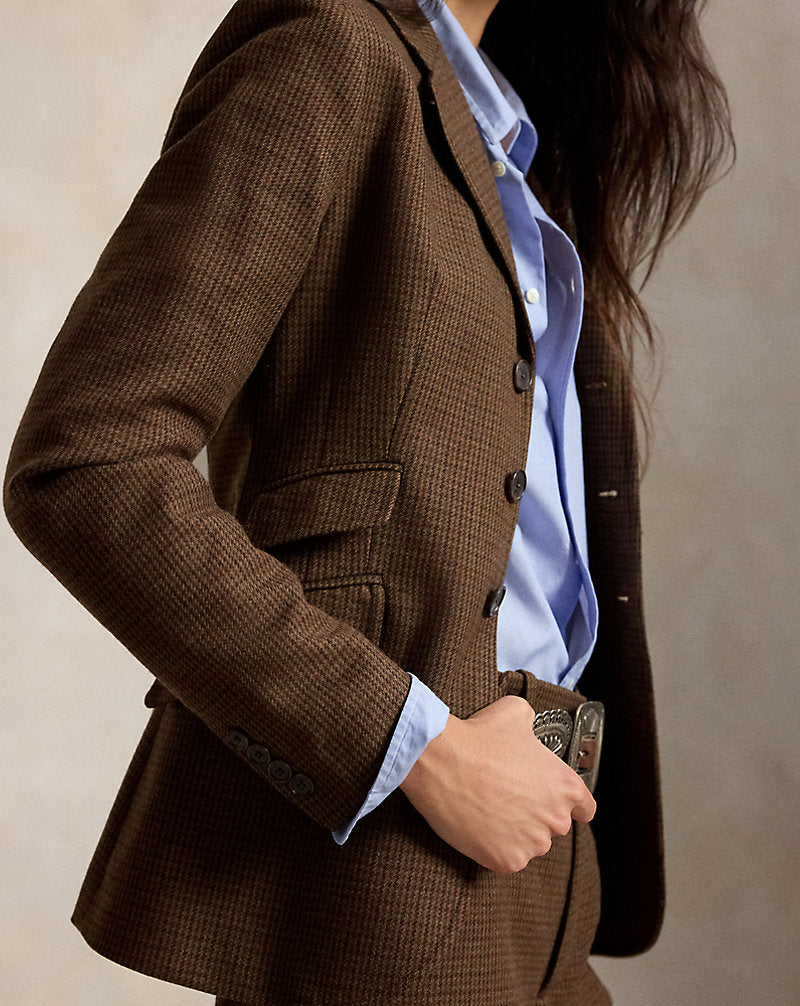 Blazer da equitazione monopetto in tweed — Pied-de-poule multi