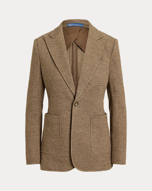 Blazer monopetto in lana e cotone — Spina di pesce marrone