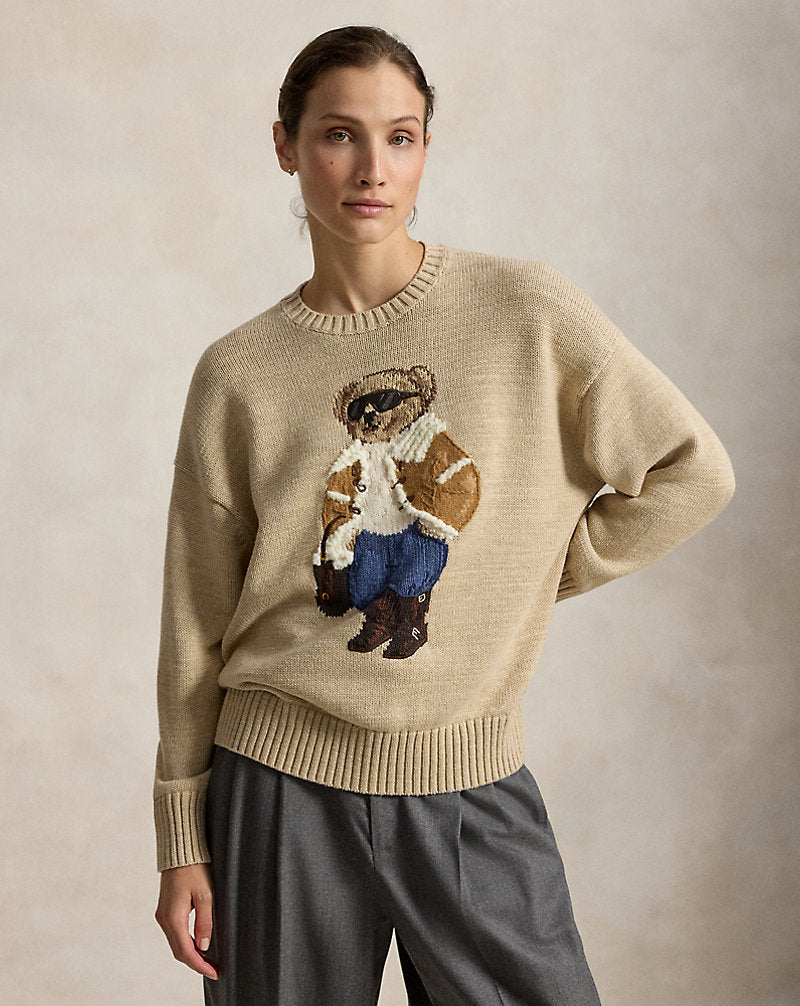 Maglia a girocollo Winter Polo Bear — Color cuoio multicolore