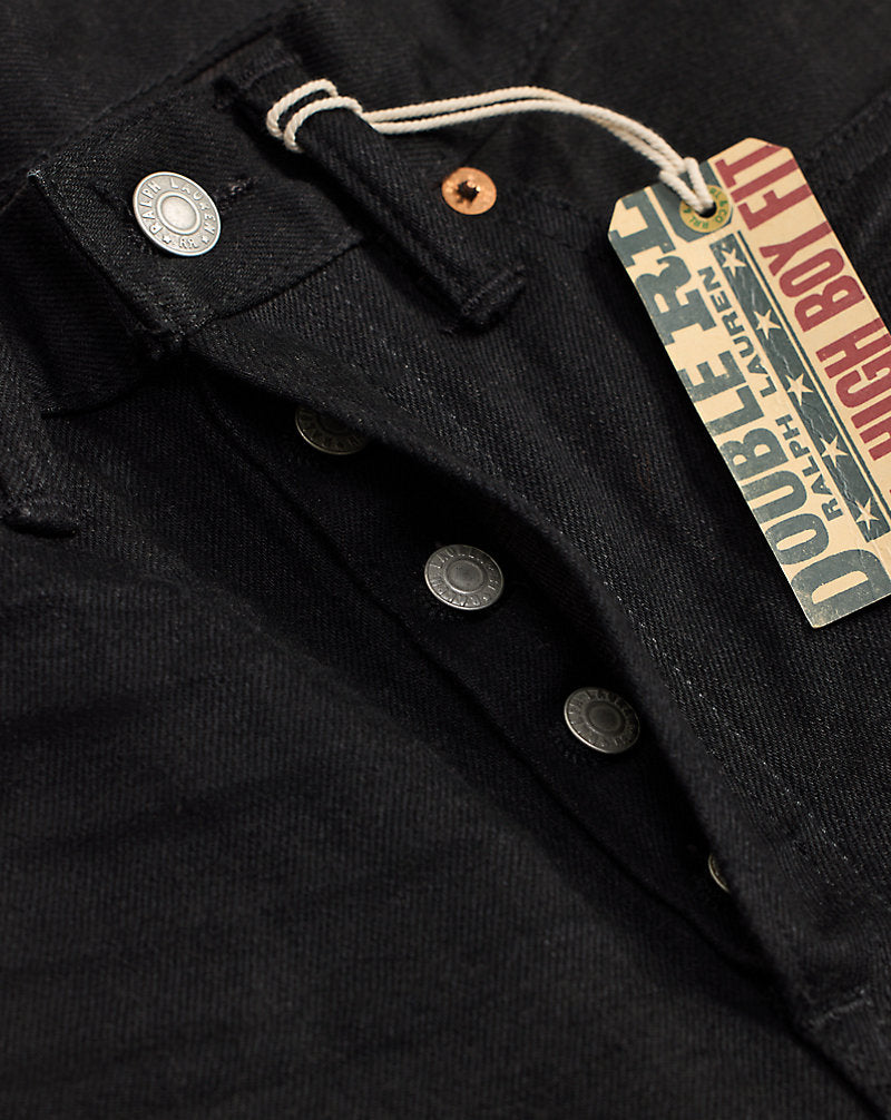 Jeans con cimosa neri High Boy-Fit — Nero