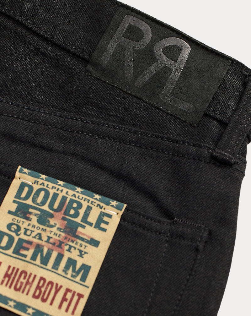 Jeans con cimosa neri High Boy-Fit — Nero