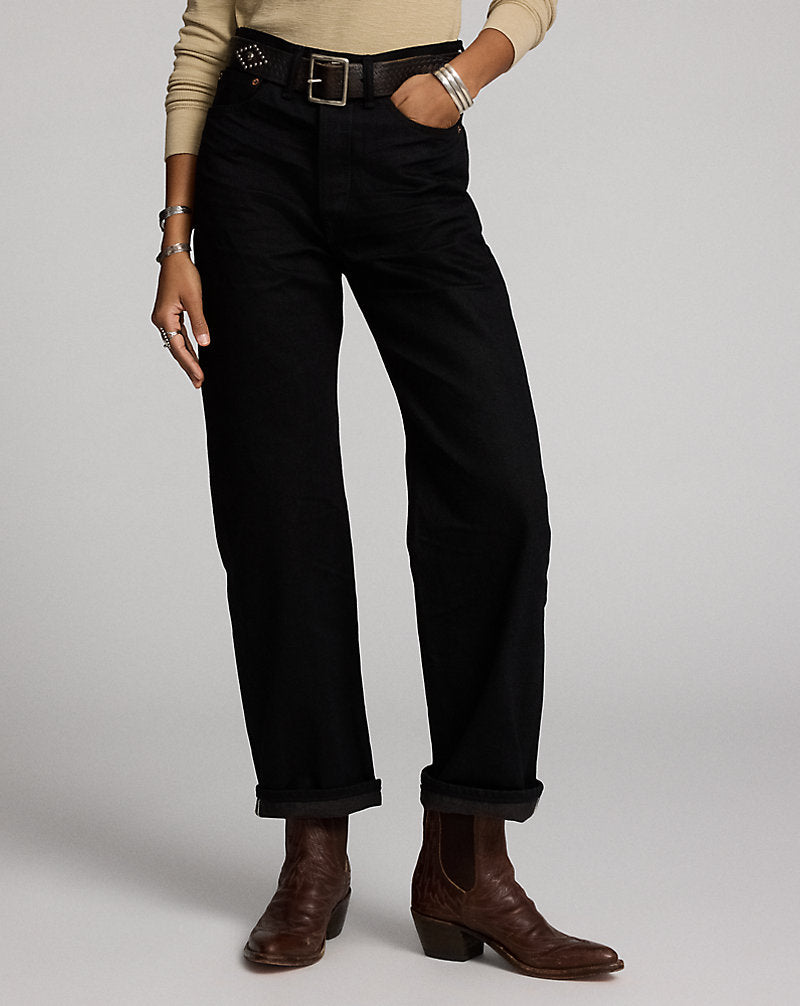 Jeans con cimosa neri High Boy-Fit — Nero