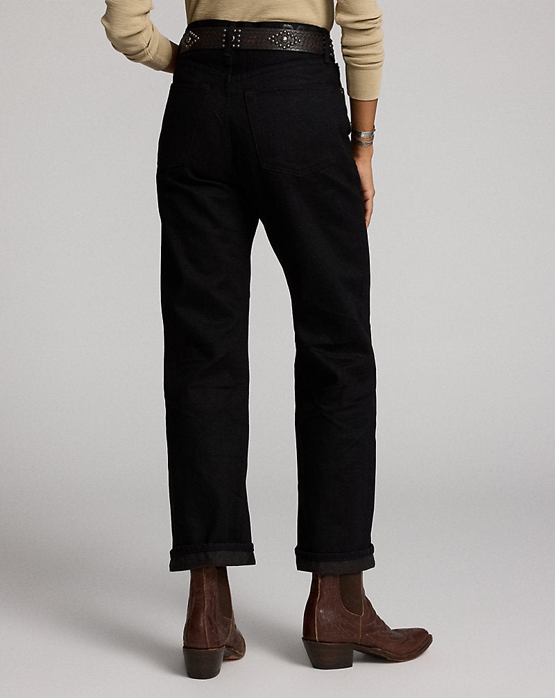 Jeans con cimosa neri High Boy-Fit — Nero