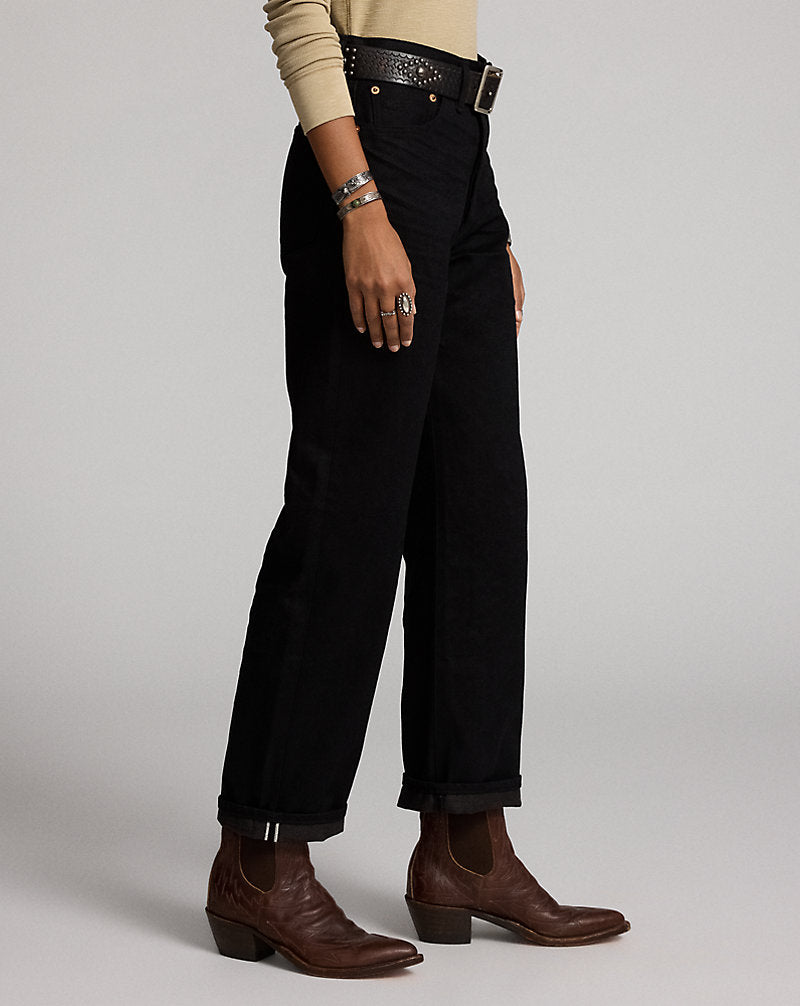 Jeans con cimosa neri High Boy-Fit — Nero