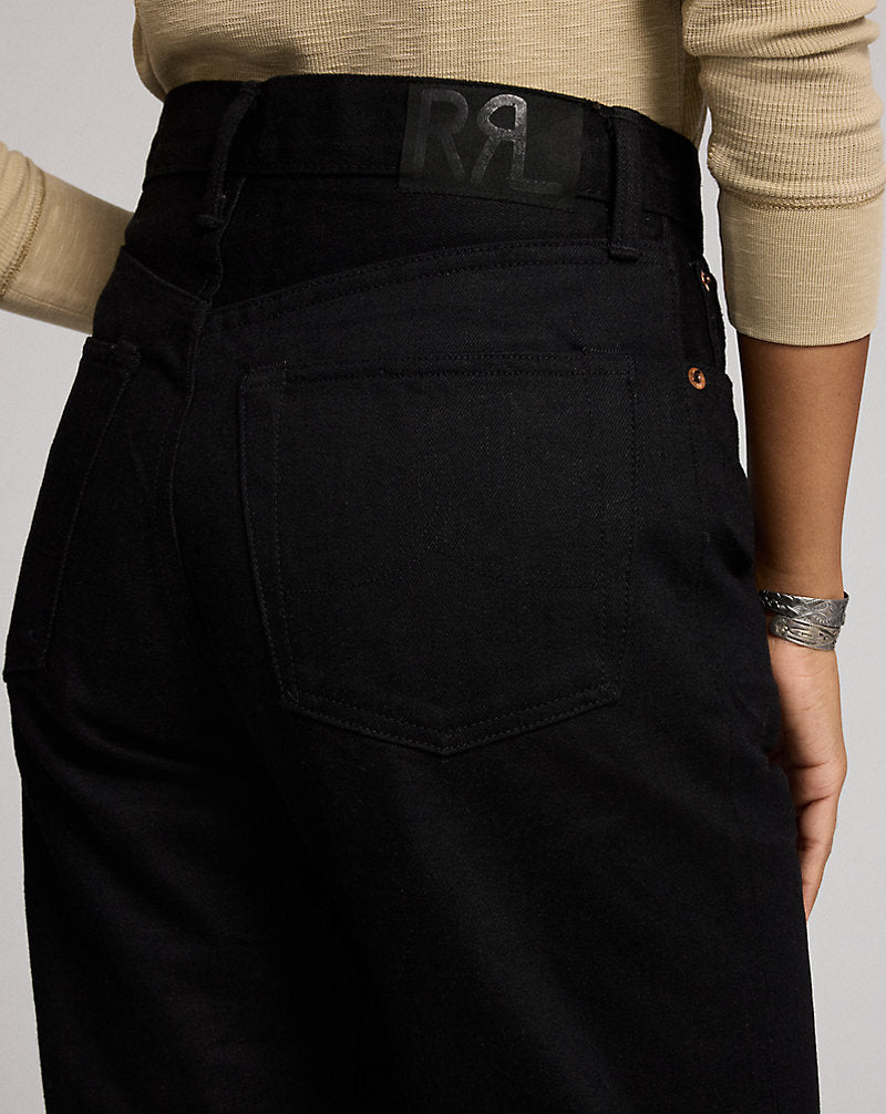 Jeans con cimosa neri High Boy-Fit — Nero