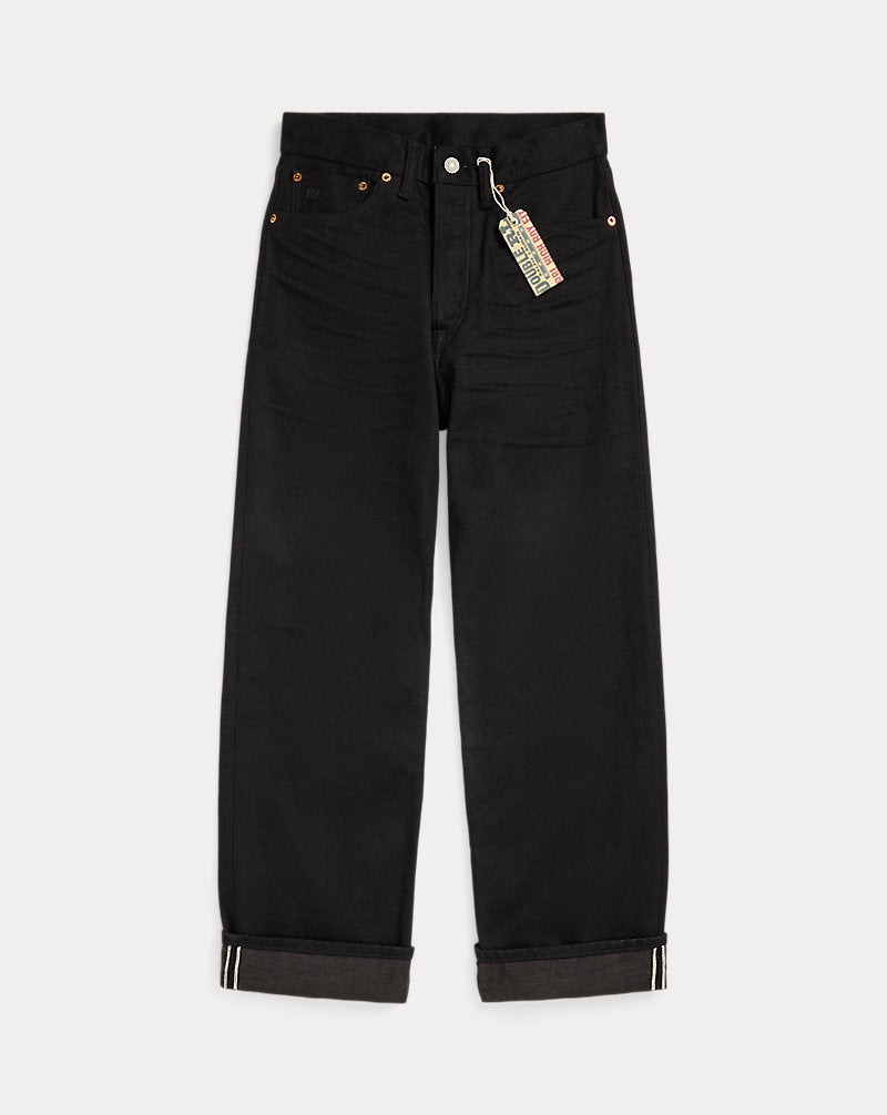 Jeans con cimosa neri High Boy-Fit — Nero