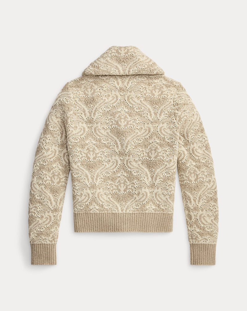 Cardigan in maglia jacquard a fiori — Naturale/Panna