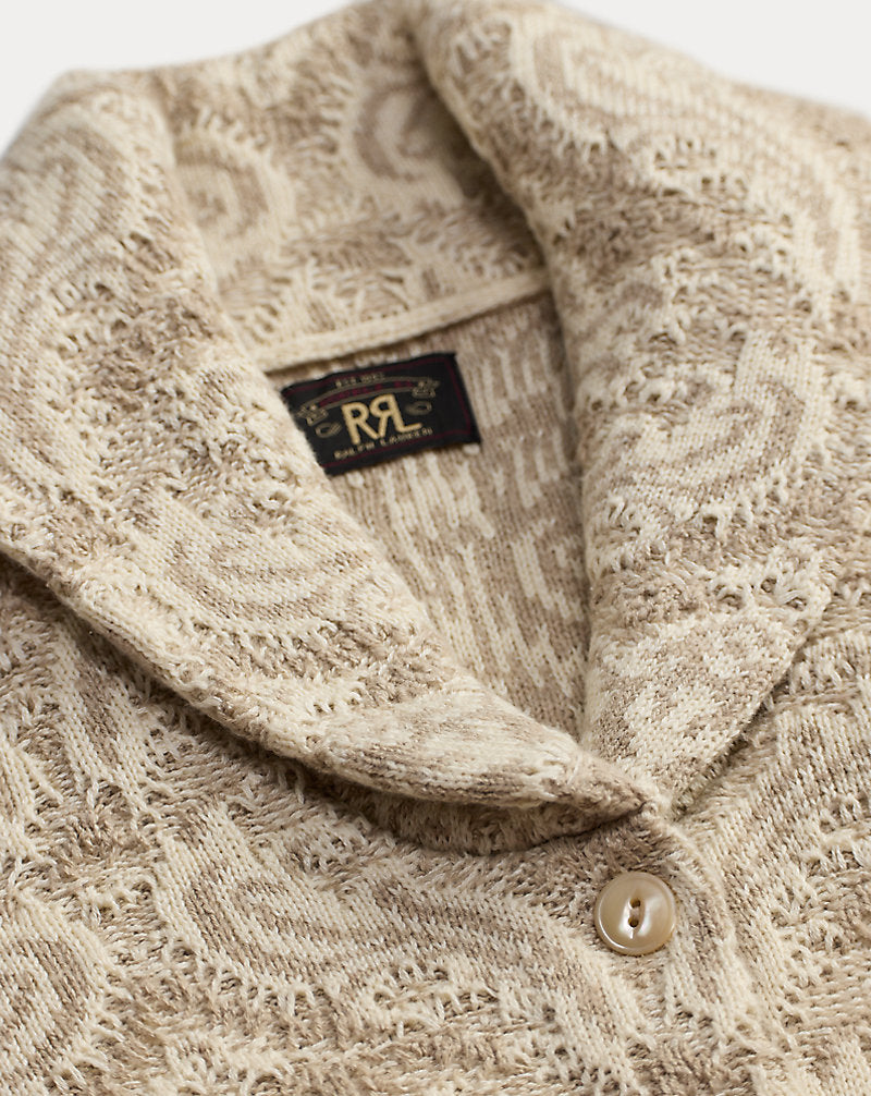 Cardigan in maglia jacquard a fiori — Naturale/Panna