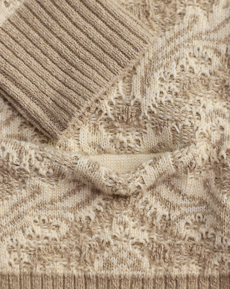 Cardigan in maglia jacquard a fiori — Naturale/Panna